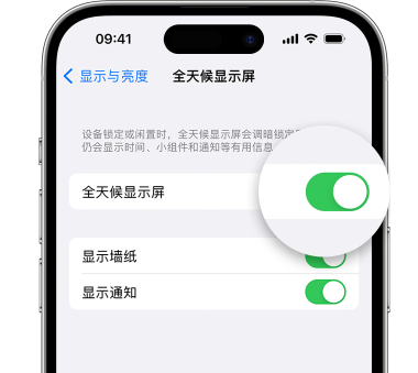 潮州苹果15预约维修分享iPhone15如何设置全天候显示屏幕可见 