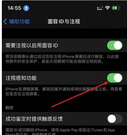 潮州苹果14维修网点分享iPhone14注视感知功能有什么用 